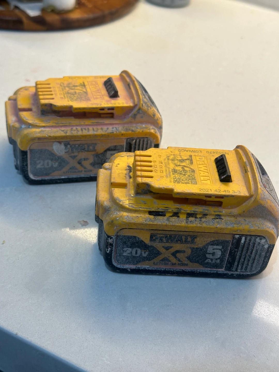 2 DeWalt 20V XR 5Ah Lithium-Ion Batteries