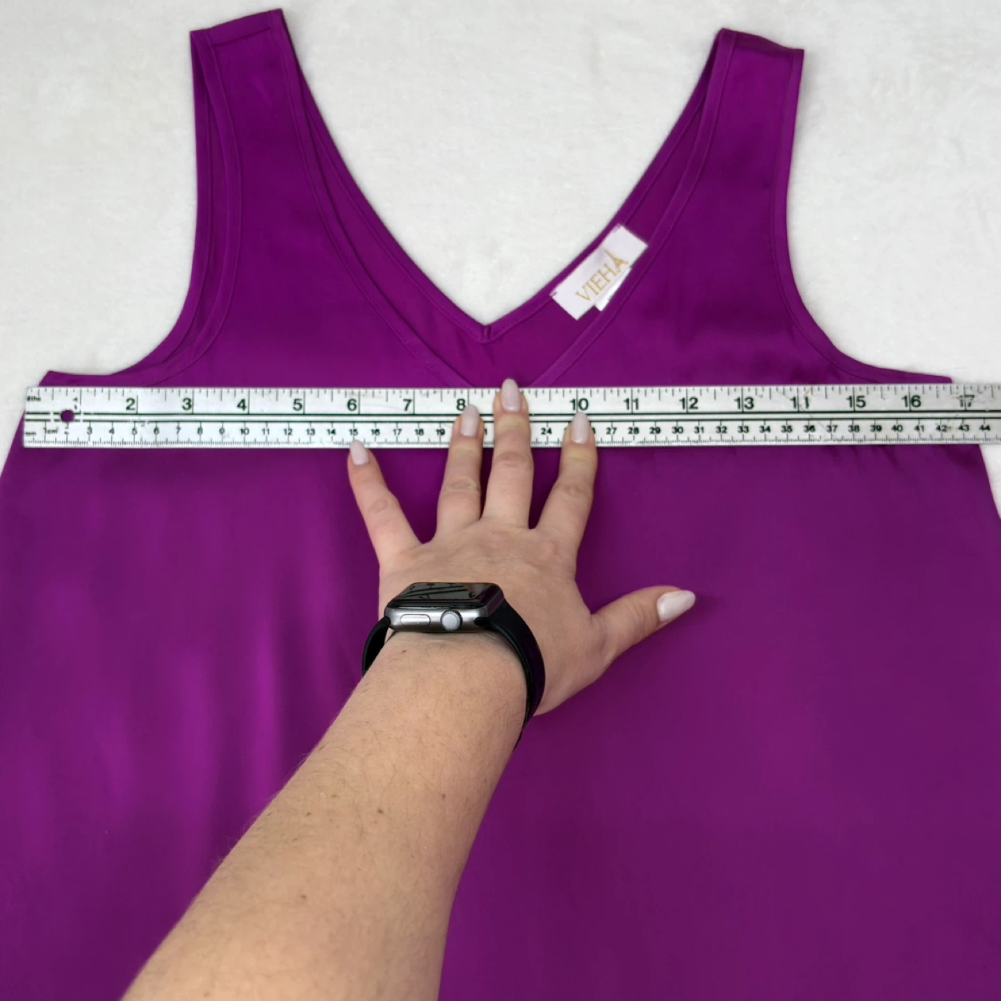 Vieha Purple Silky V Neck Ruffle Hem Tank Top Womens Size S - photo 5
