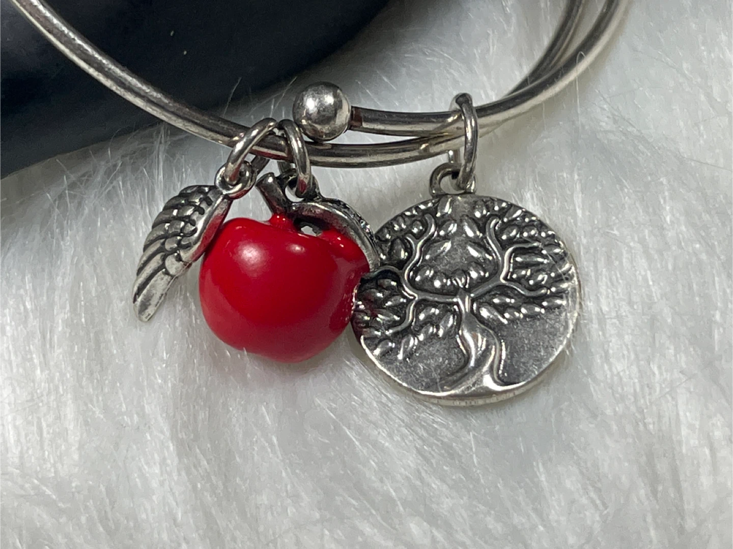 Charm Bangle Bracelet with Apple, Wing, and Tree of Life - photo 2