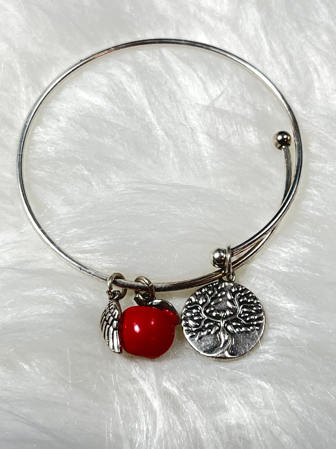 Charm Bangle Bracelet with Apple, Wing, and Tree of Life - photo 5