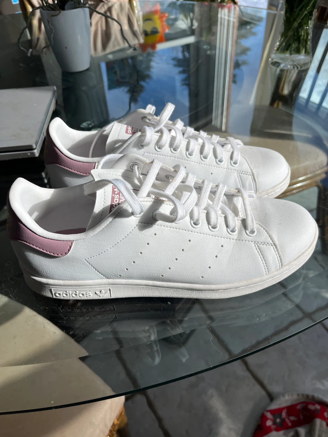 Adidas Stan Smith White & Pink Leather Sneakers