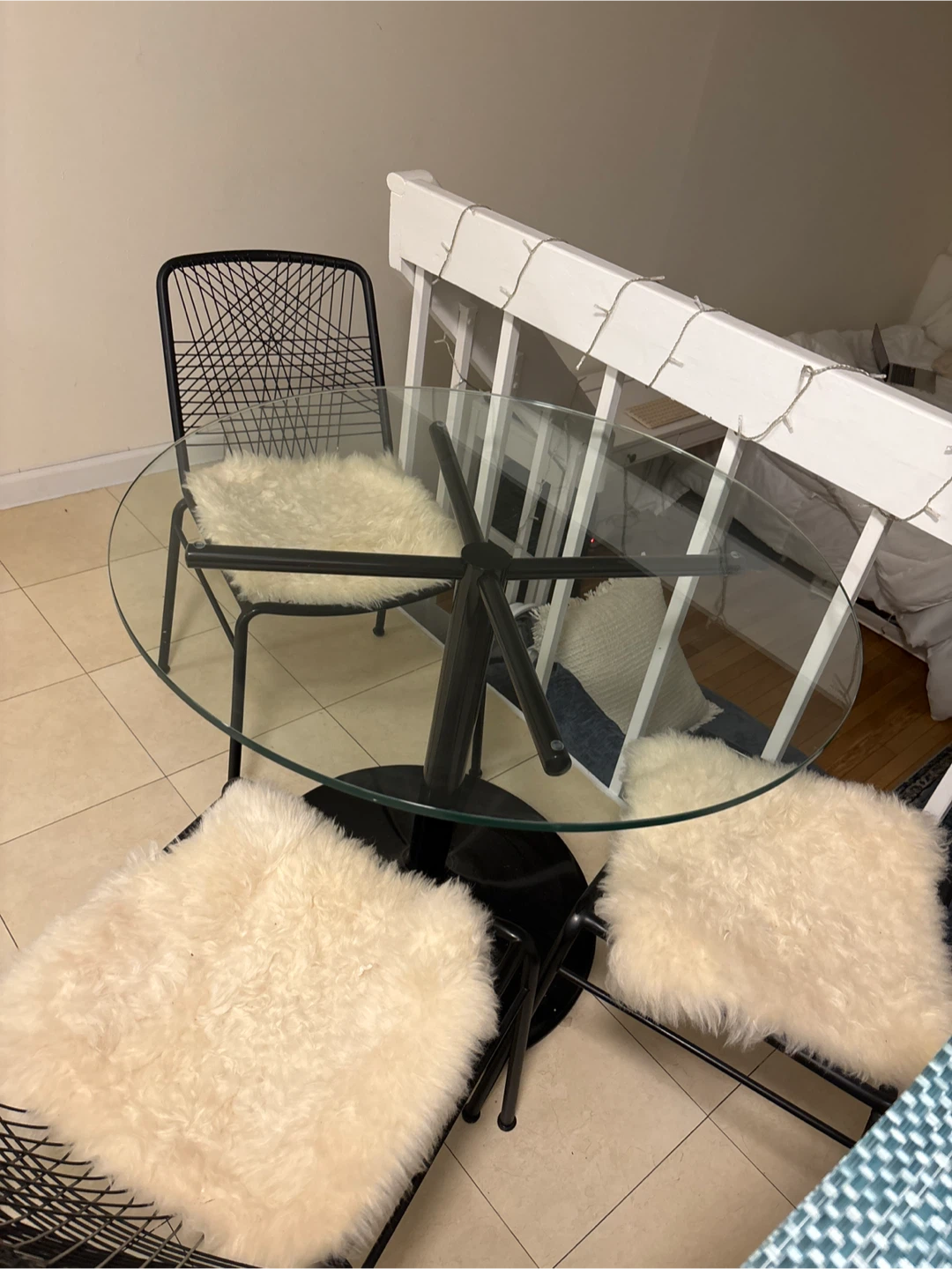 CB2 Round Glass Dining Table with Chairs - photo 2