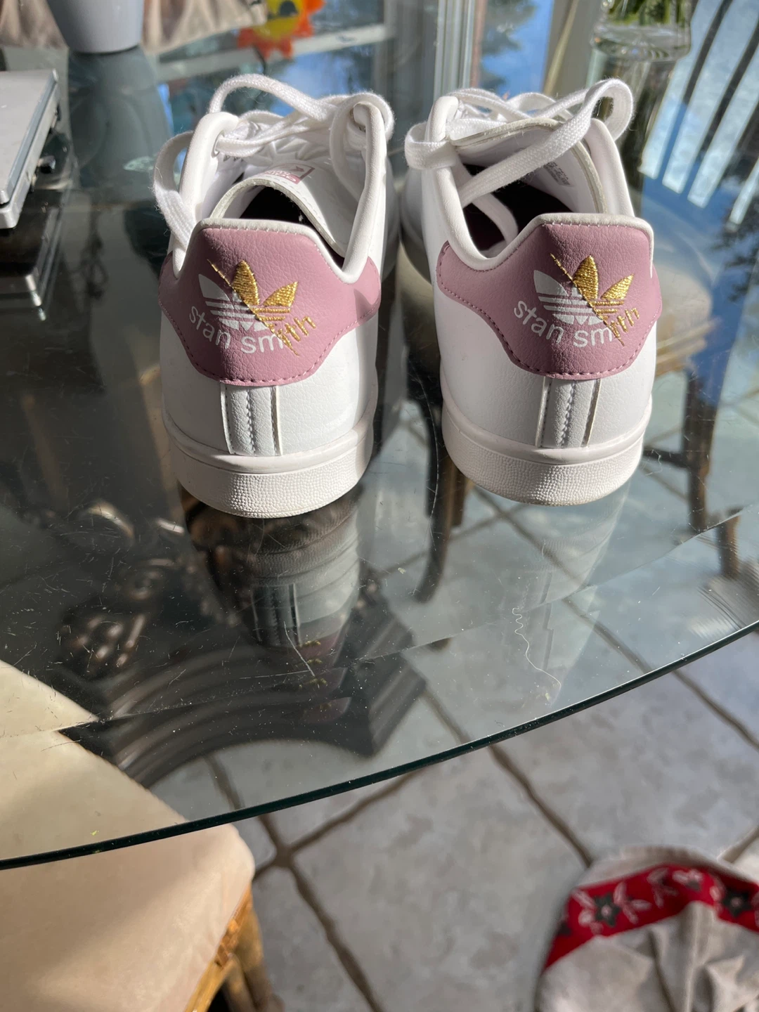 Adidas Stan Smith White & Pink Leather Sneakers - photo 2