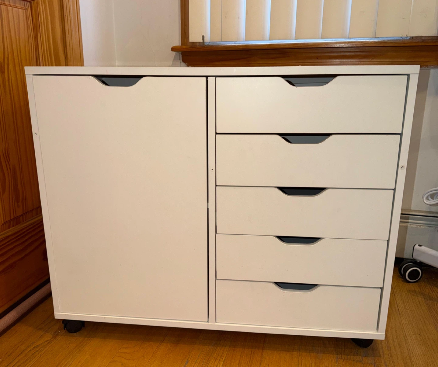White Storage Cabinet with 5 Drawers