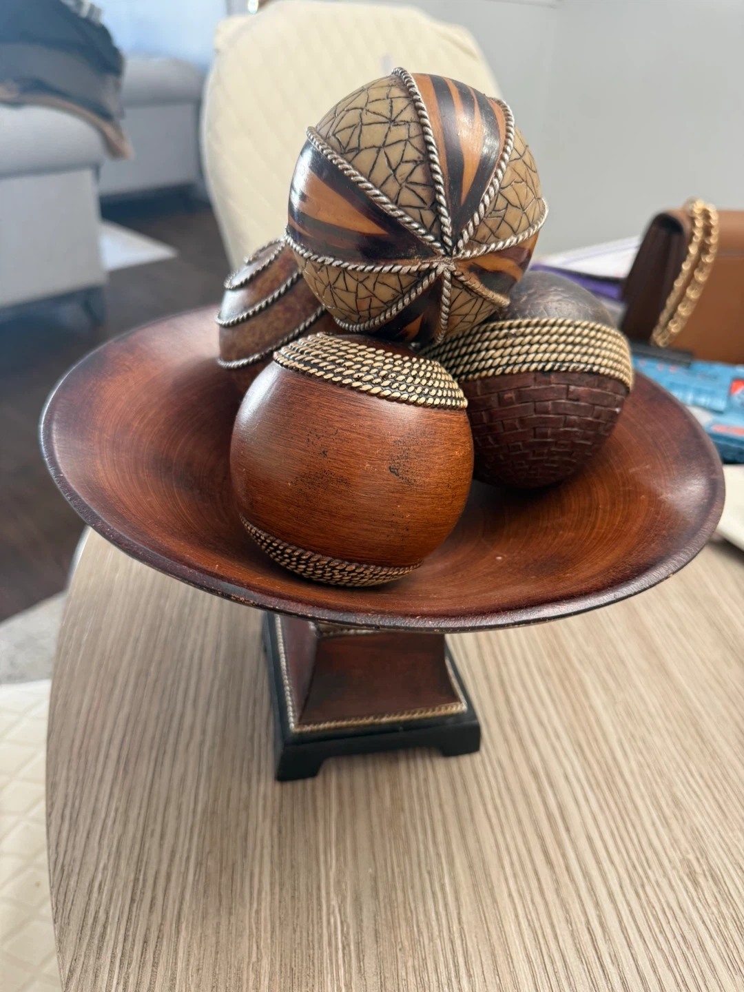 Decorative Pedestal Bowl with balls