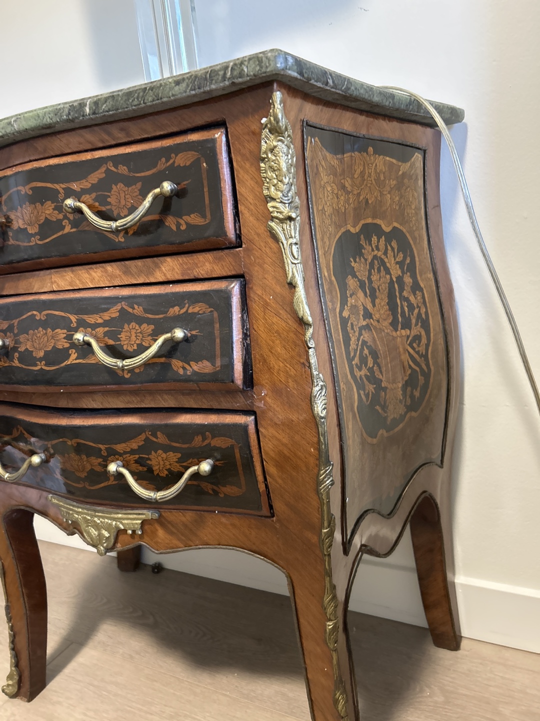 Antique Marquetry Chest of Drawers with Marble Top - photo 2