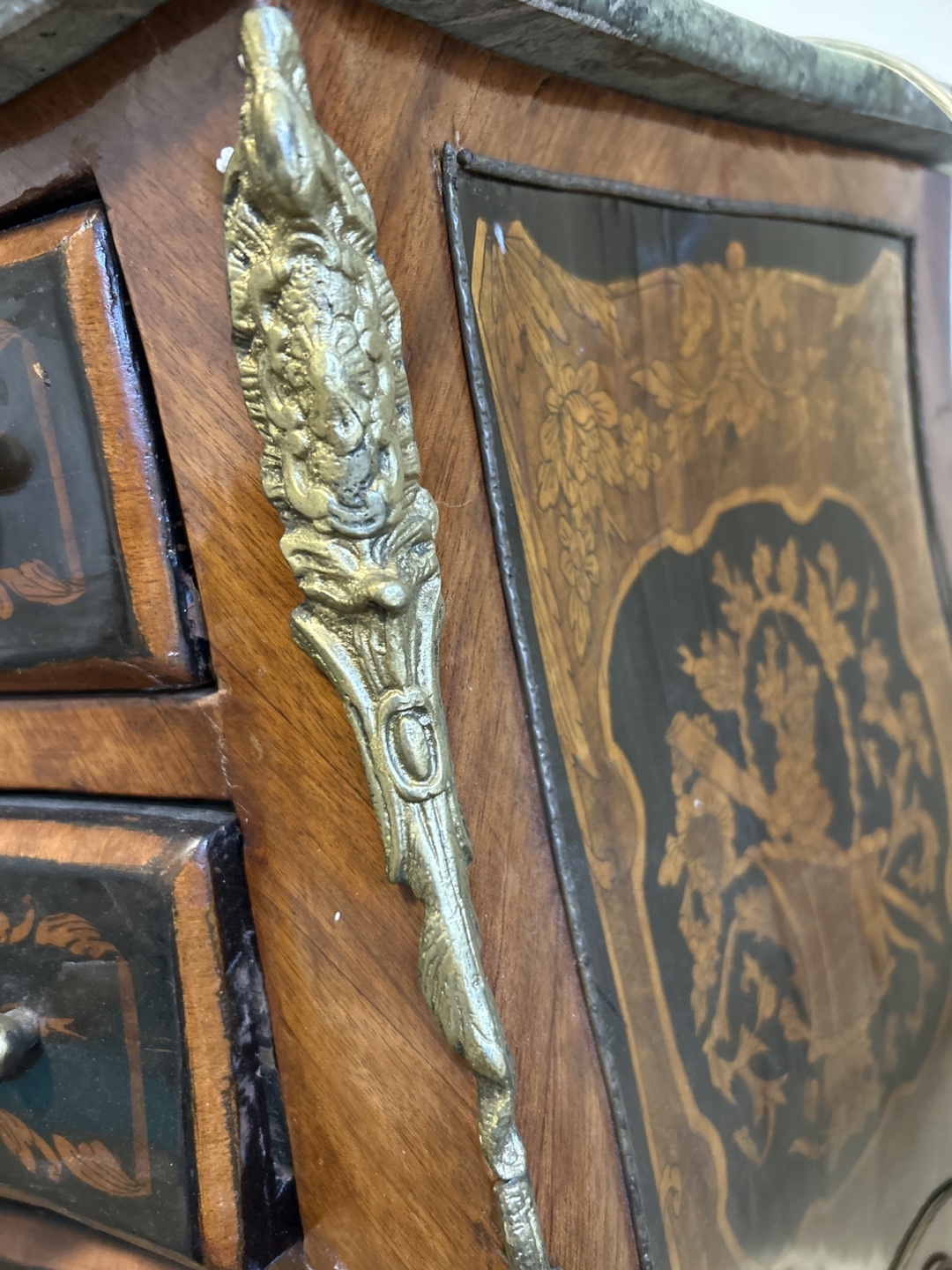 Antique Marquetry Chest of Drawers with Marble Top - photo 4