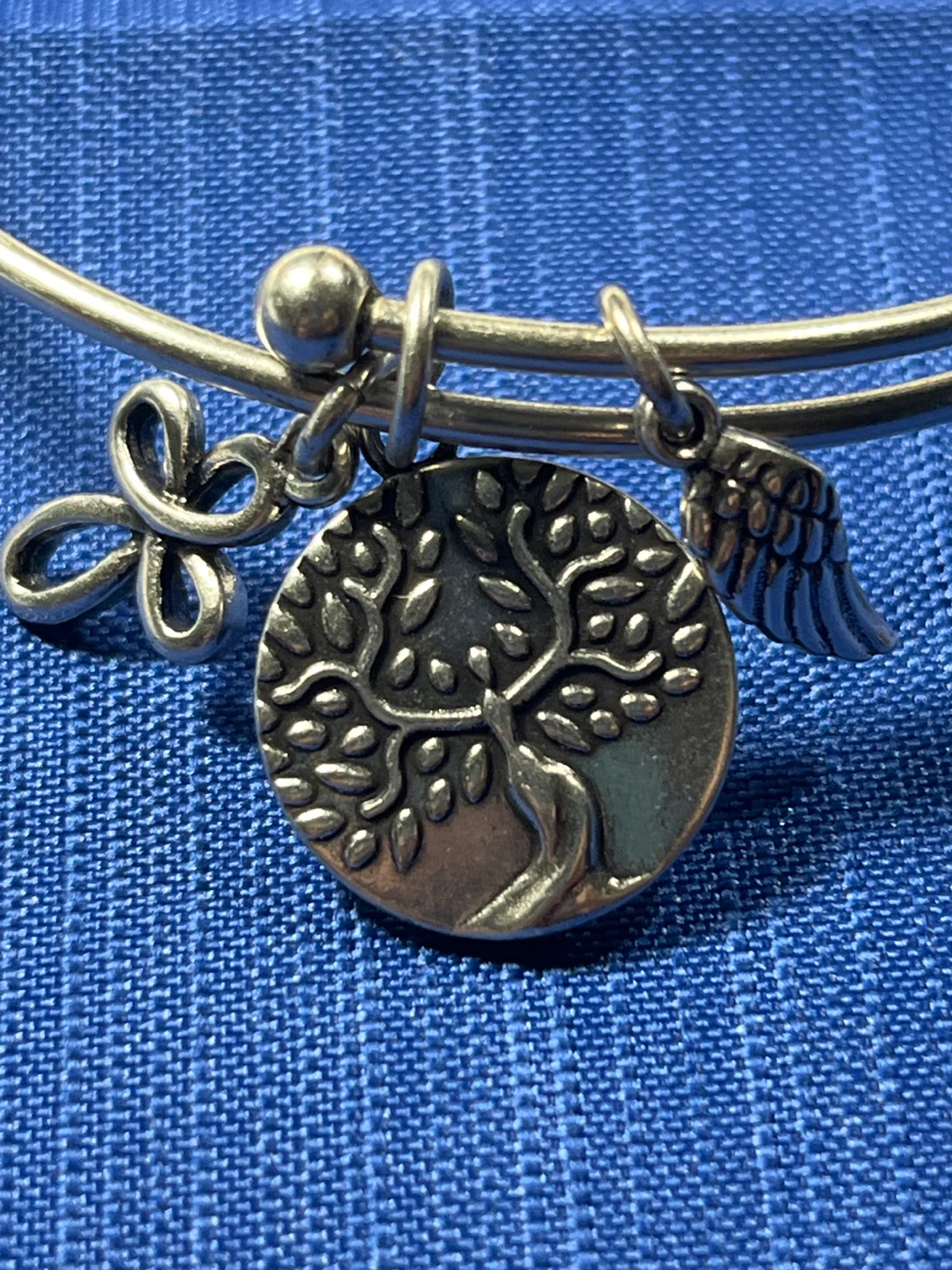 Expandable Bangle Bracelet Tree of Life and Angel Wing Charms - photo 2
