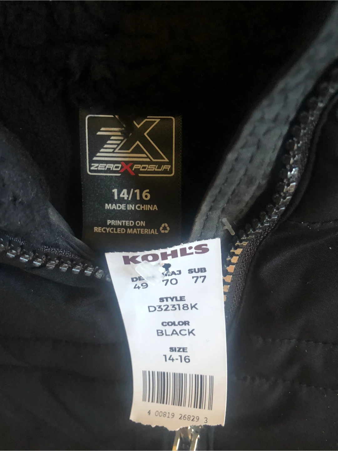 Black Puffer Jacket with Fur Hood - Size 14-16 - photo 4