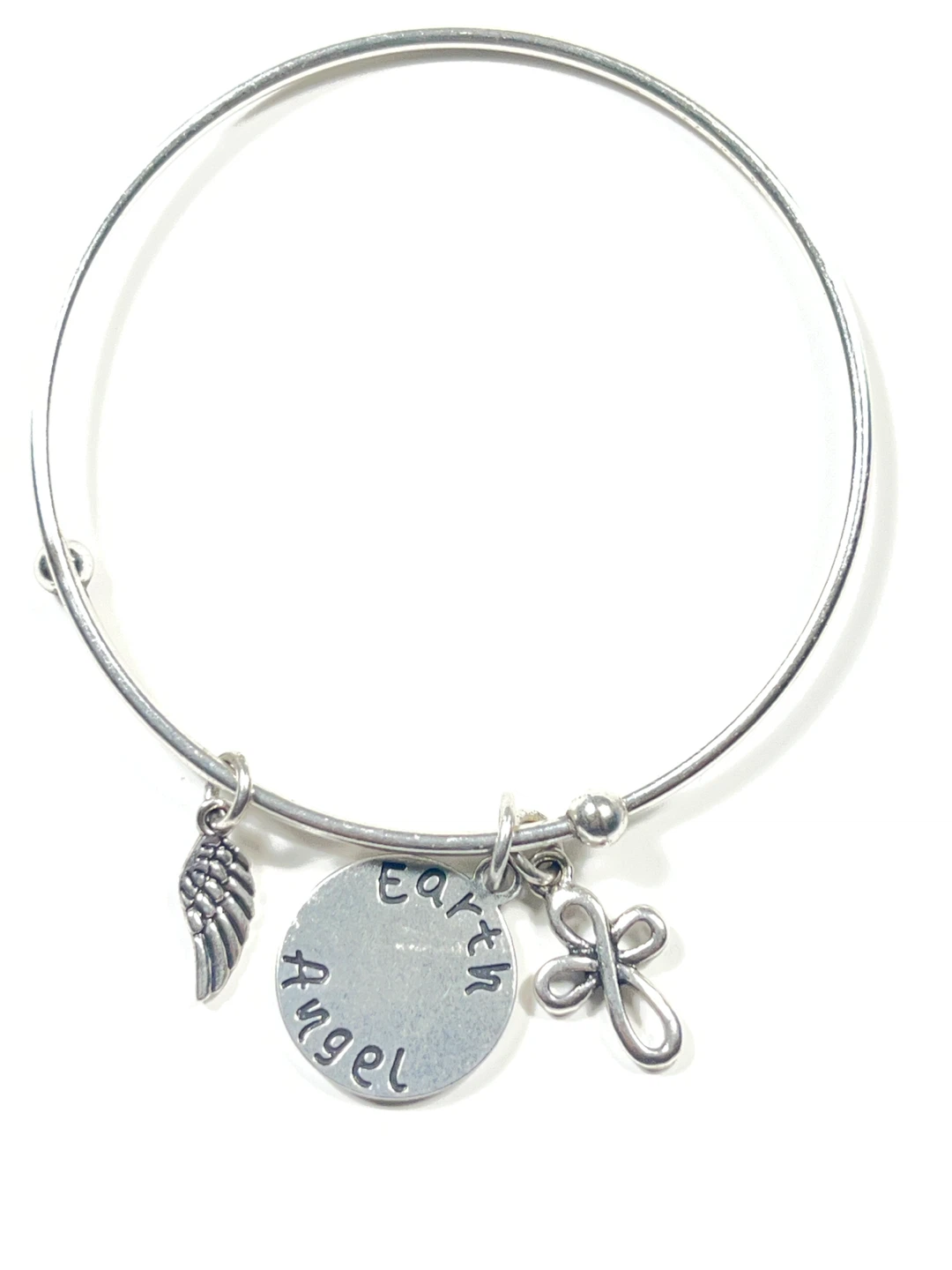 Expandable Bangle Bracelet Tree of Life and Angel Wing Charms - photo 5