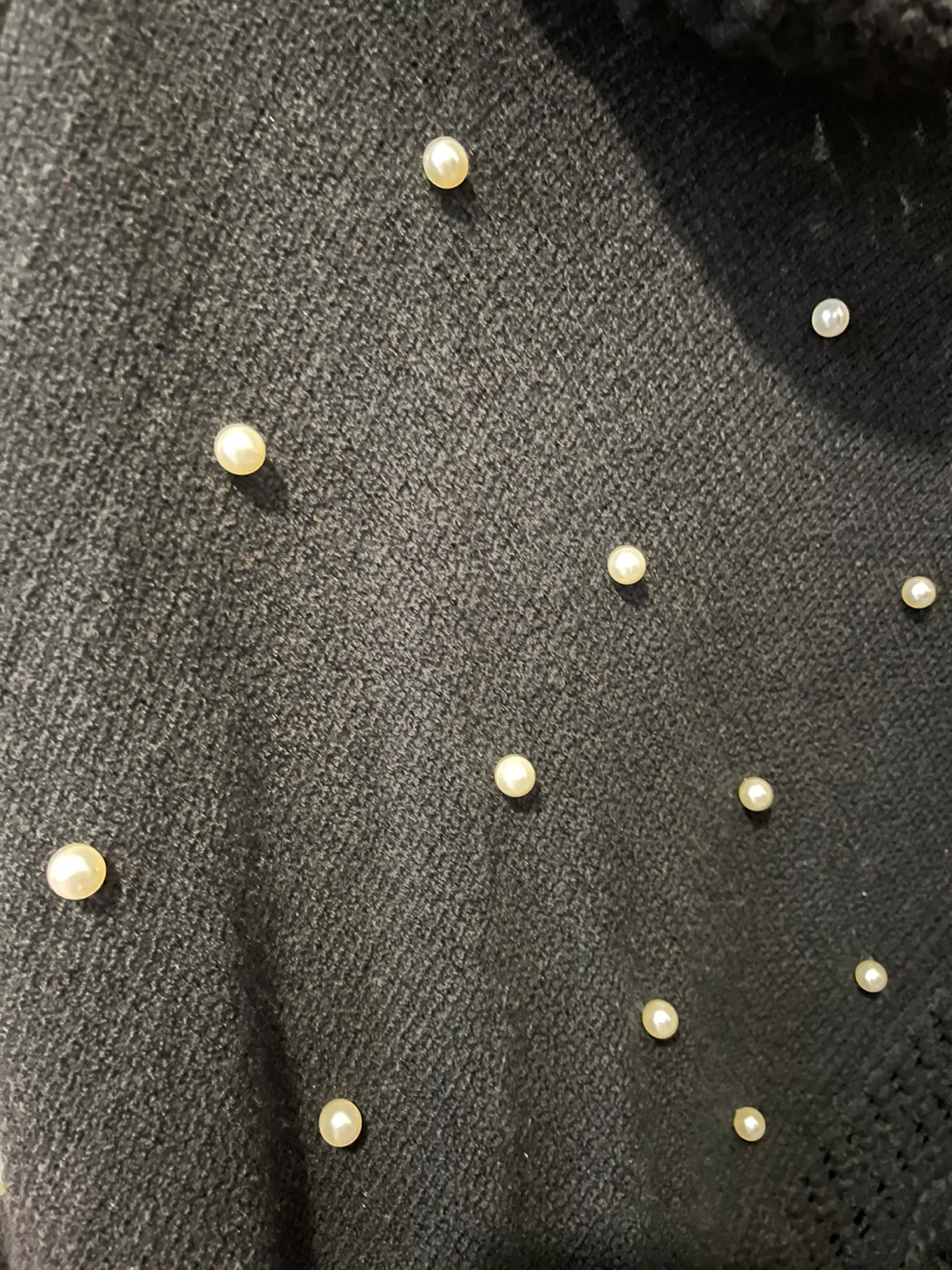 Black Poncho with Pearl Embellishments and Fringe - photo 3