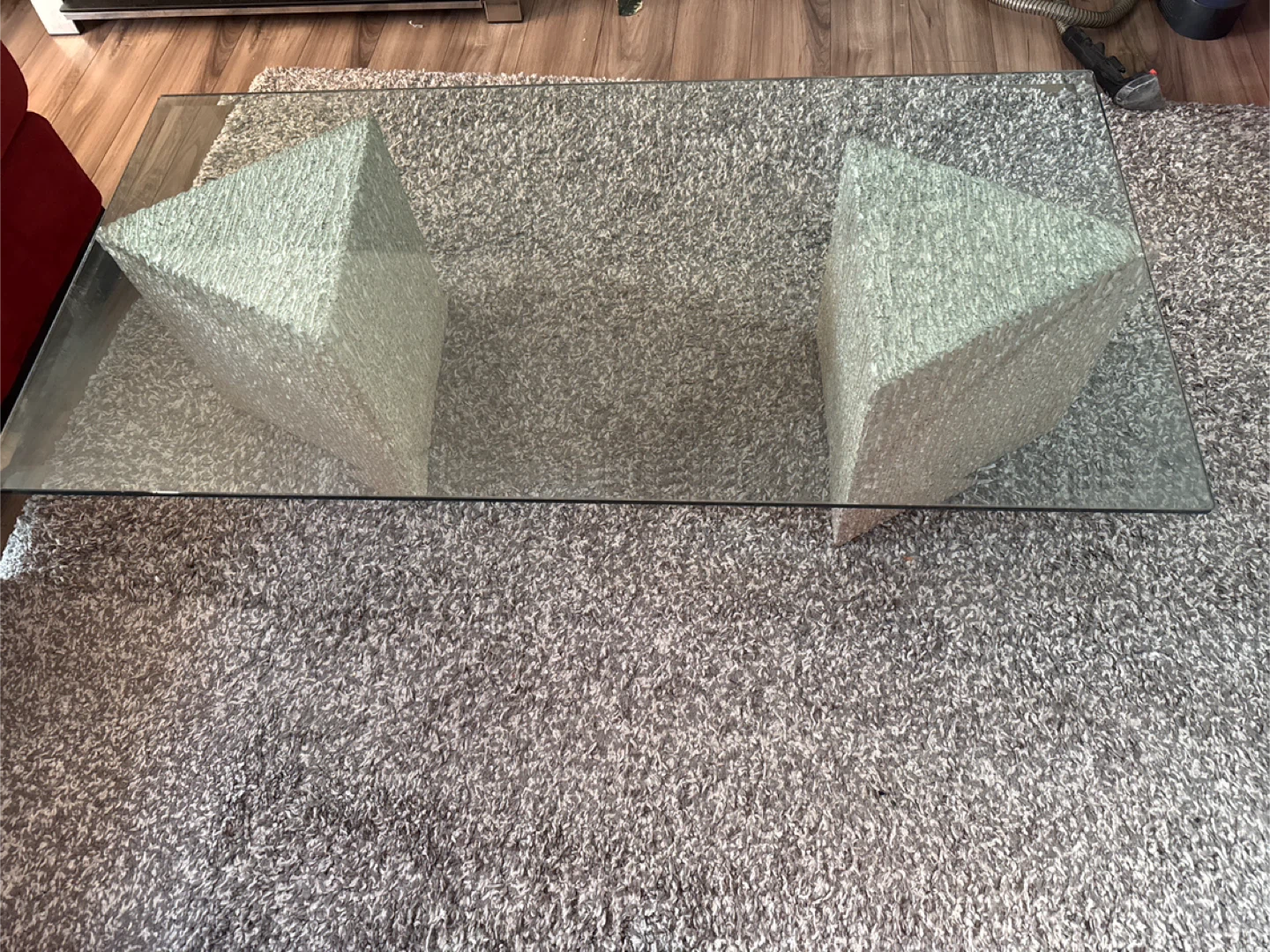 Glass Top Coffee Table with Unique Geometric Base - photo 4