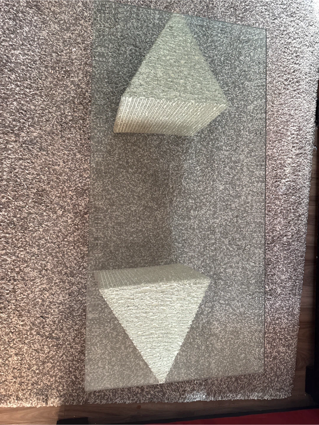 Glass Top Coffee Table with Unique Geometric Base