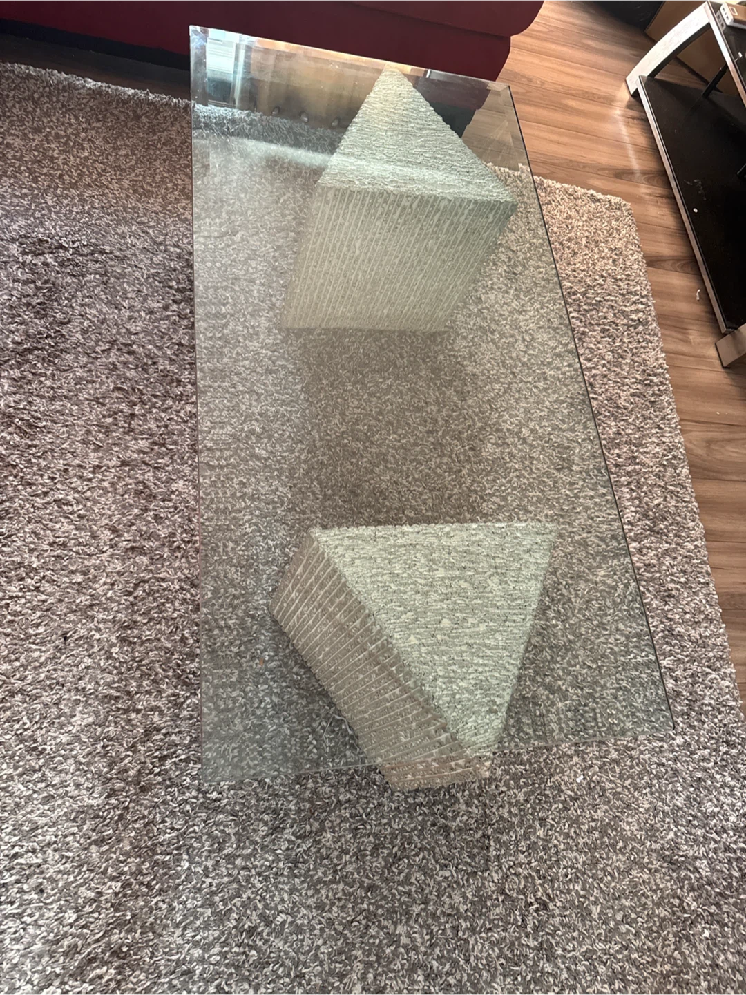 Glass Top Coffee Table with Unique Geometric Base - photo 2