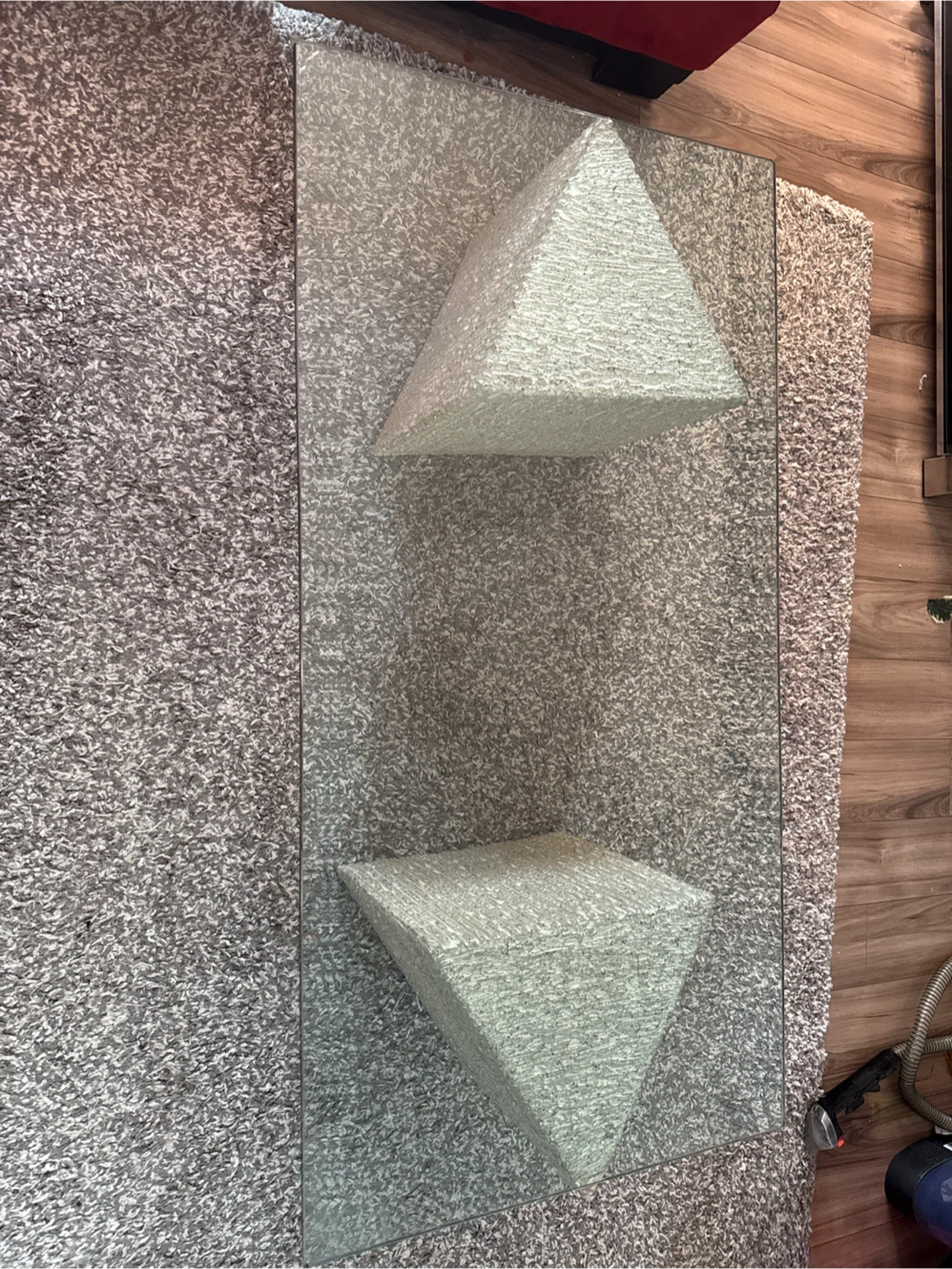 Glass Top Coffee Table with Unique Geometric Base - photo 3