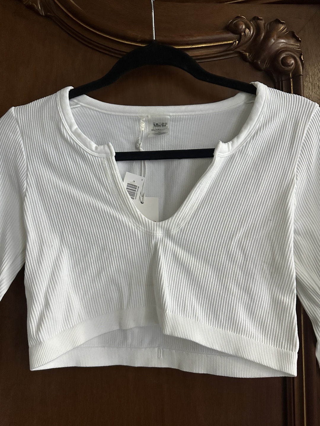 Aritzia Sunday Best White Ribbed Sinch Seamless Crop Top Medium - photo 2