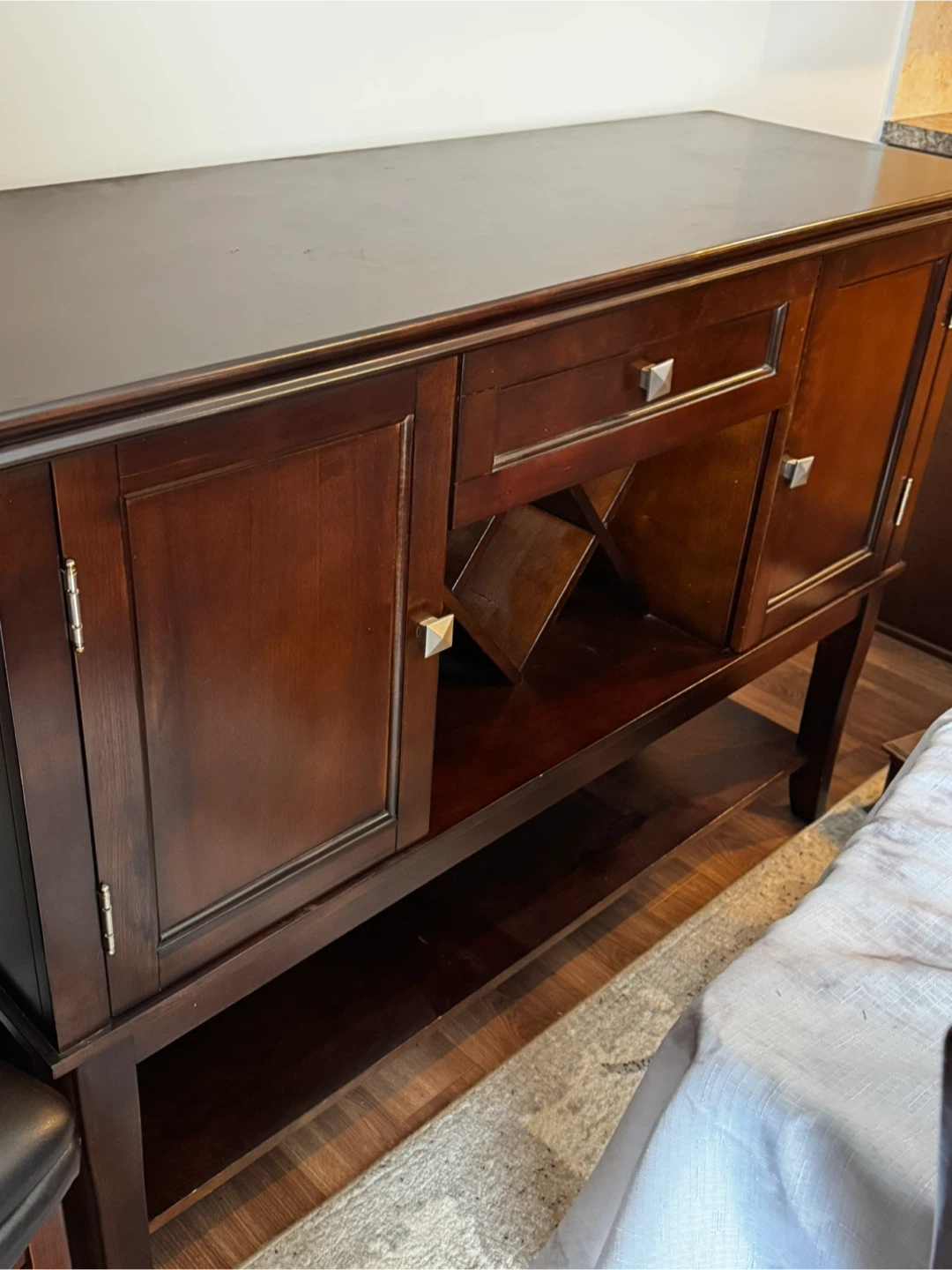 Dark Wood Hutch/Server with Drawer and Cabinets