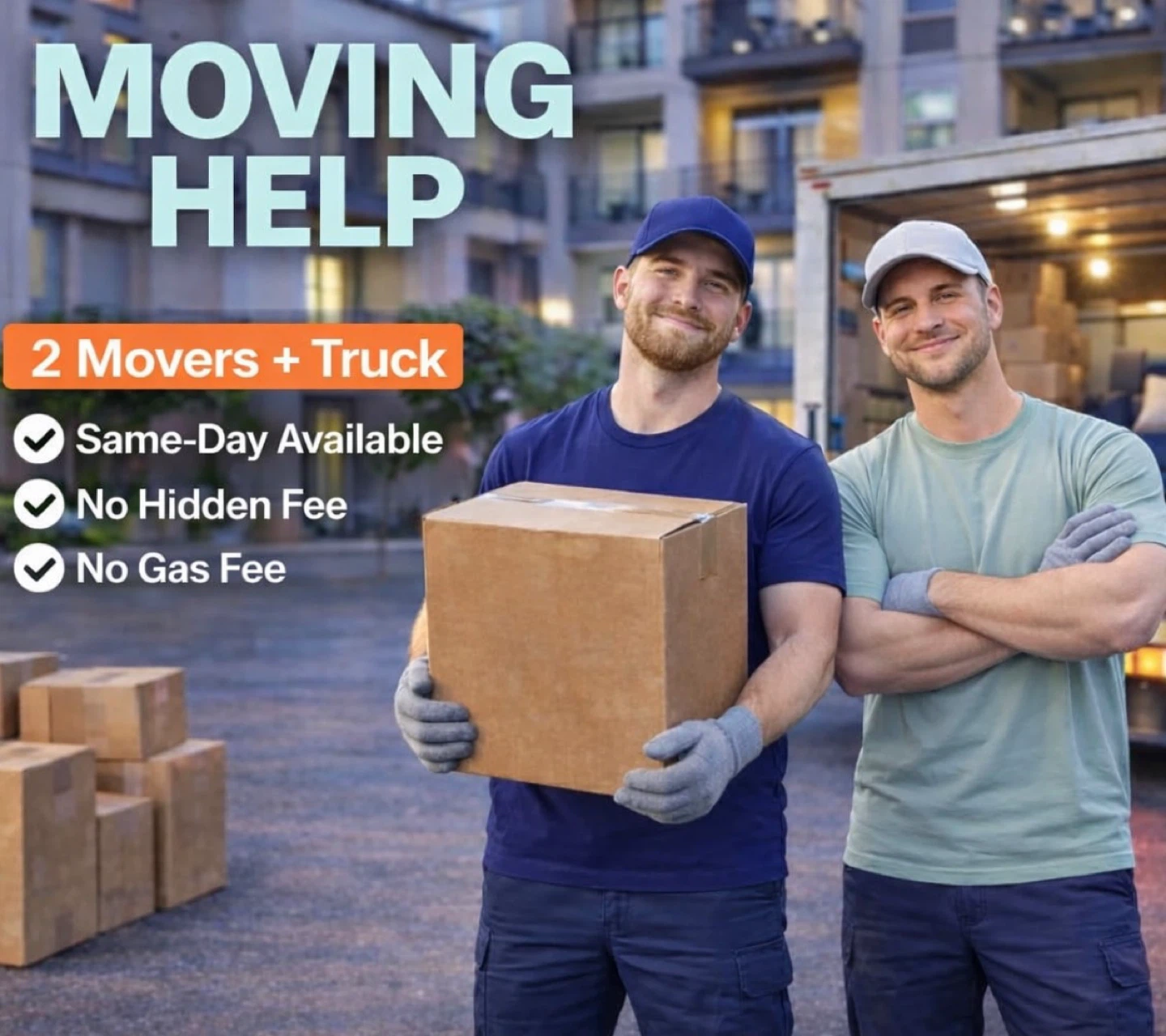 Moving Help: 2 Movers + Truck