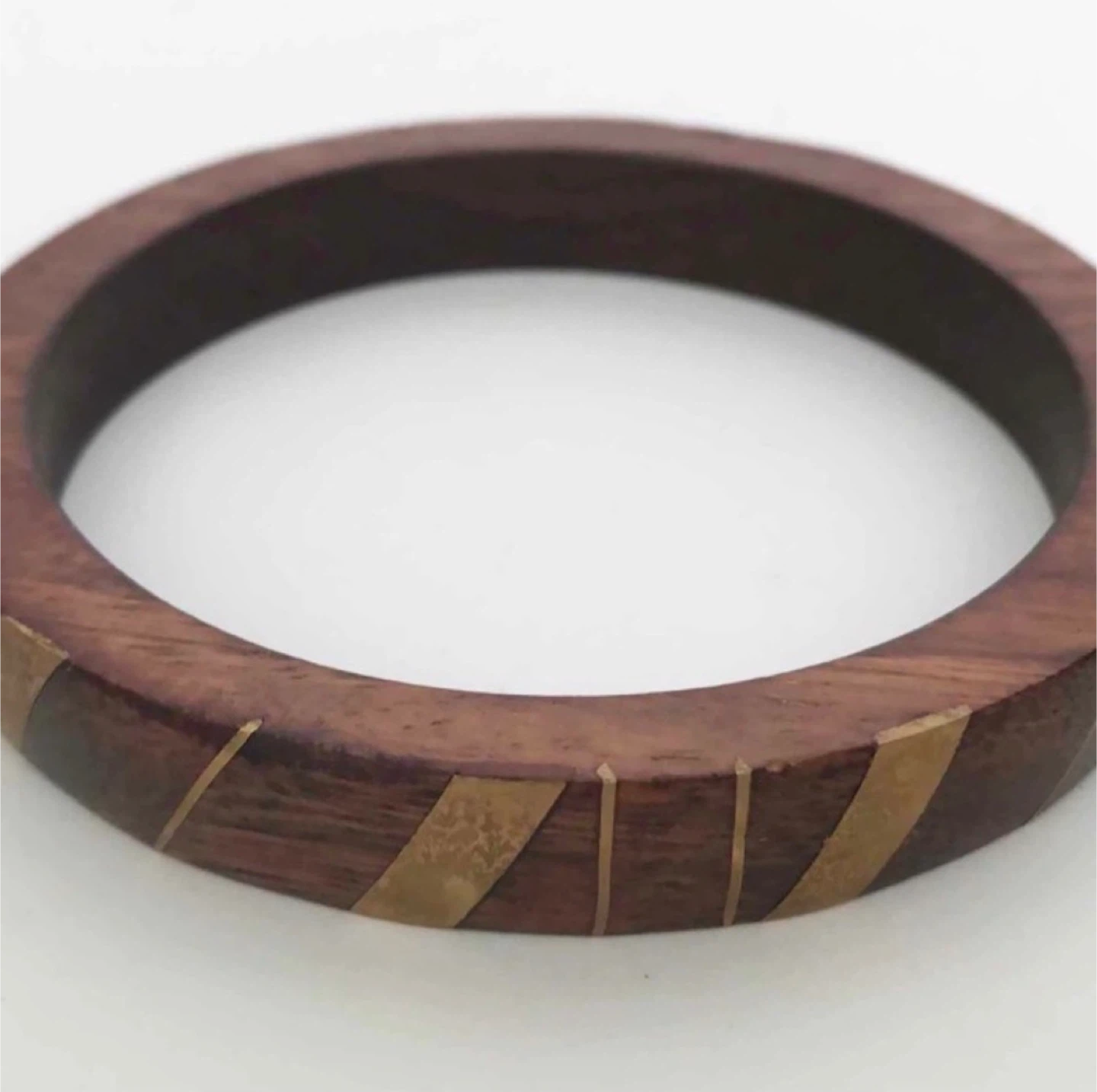 Set of 3 Vintage Bracelets - Etched Gold Tone, Wood & Black - photo 3