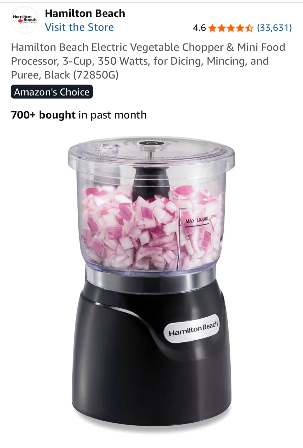 Hamilton Beach Electric Vegetable Chopper & Mini Food Processor