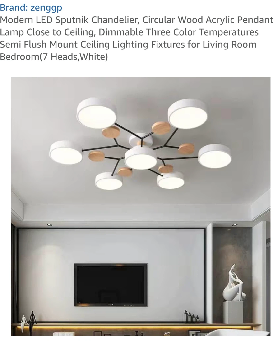 Modern LED Sputnik Chandelier 7 Heads White