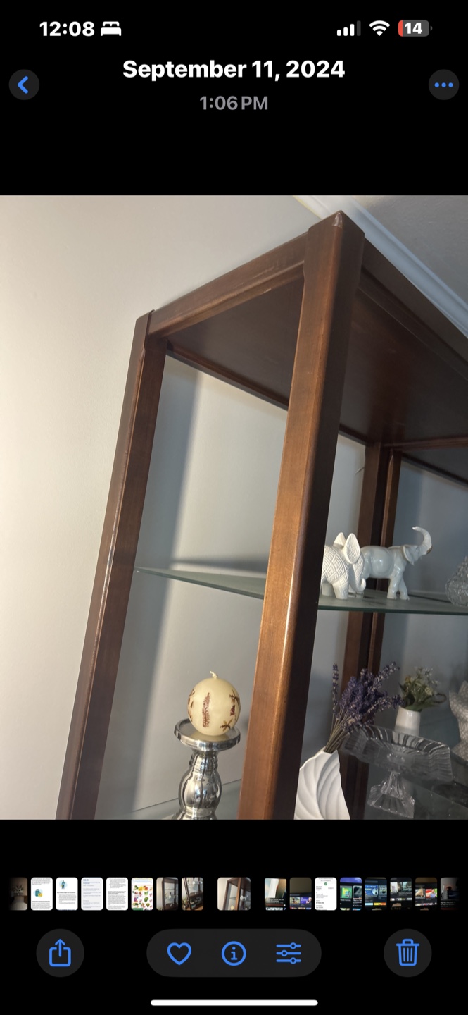 Wooden Curio Cabinet with Glass Shelves - photo 3