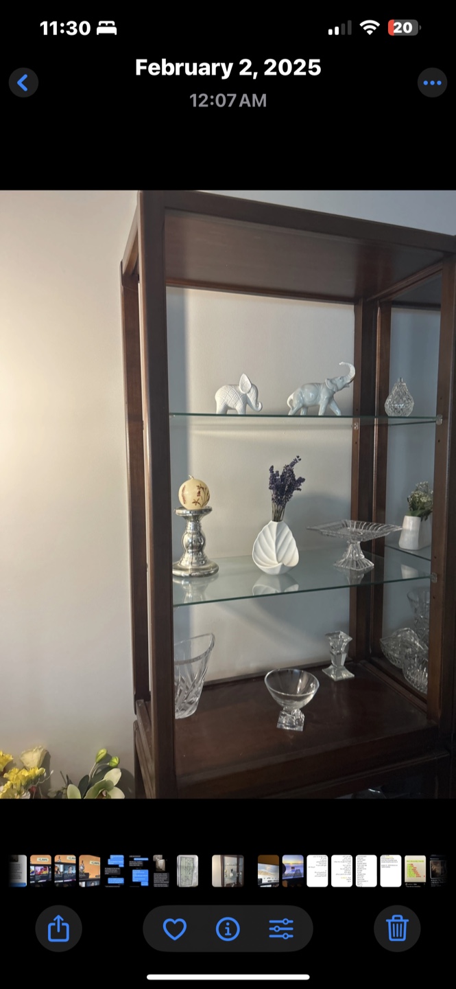 Wooden Curio Cabinet with Glass Shelves - photo 2
