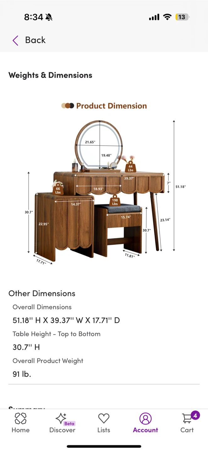 Makeup Vanity Set with Stool and LED Mirror - photo 4