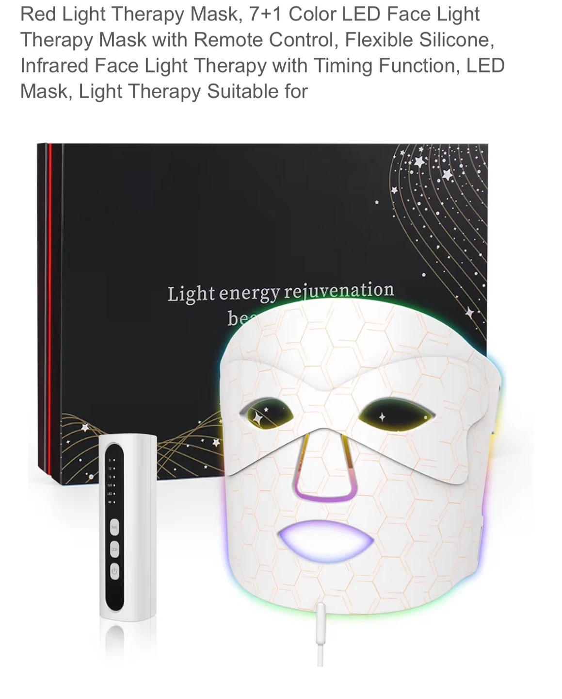 New! Red Light Therapy Face Mask with Remote Control