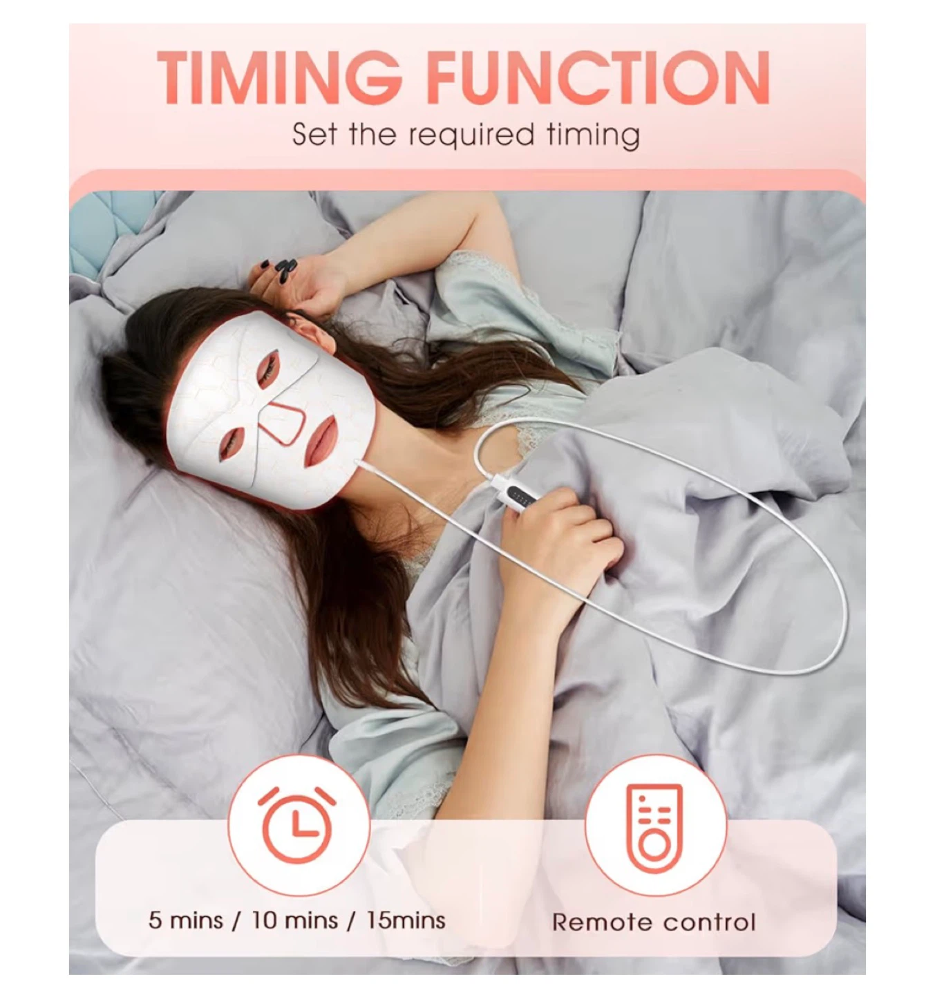 New! Red Light Therapy Face Mask with Remote Control - photo 4