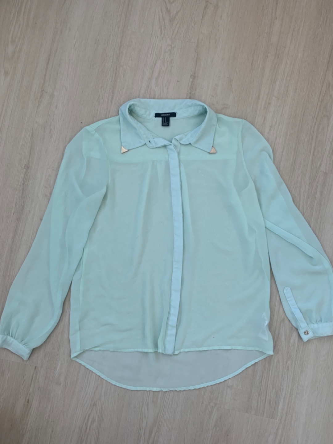 Mint Forever 21 Sheer Chiffon Blouse  🏆 - Size Medium