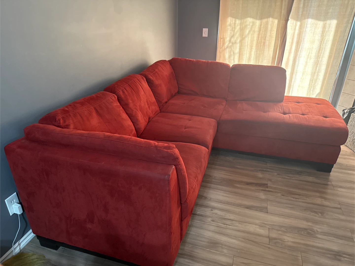 Red Sectional Sofa with Chaise - photo 3