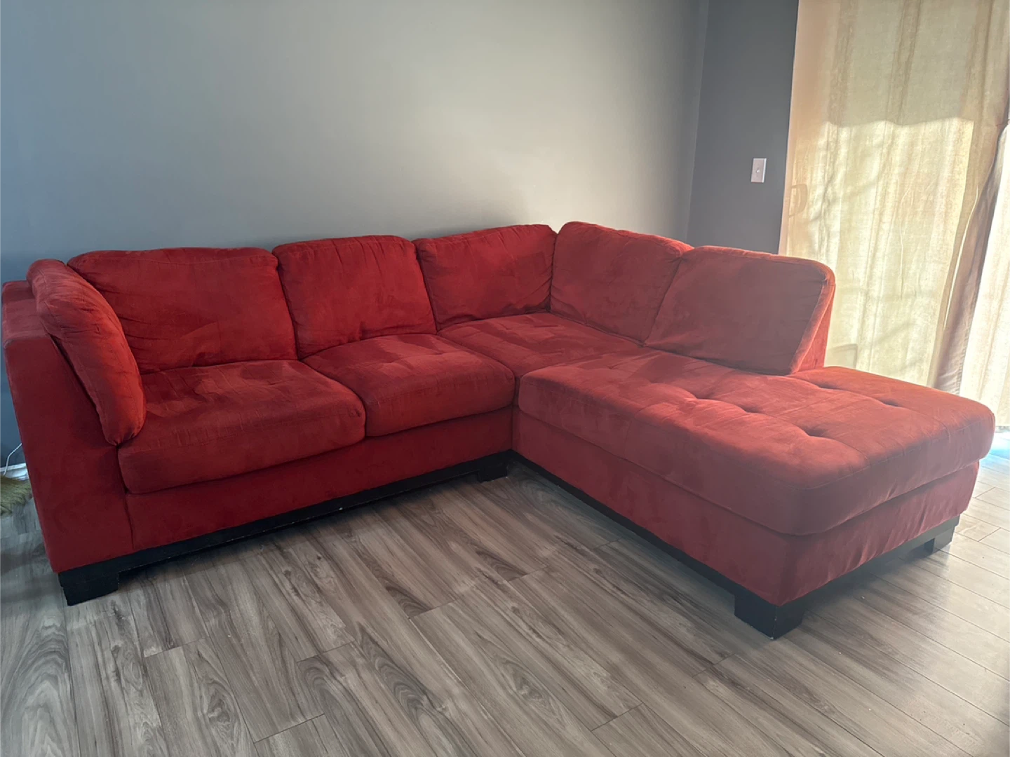 Red Sectional Sofa with Chaise