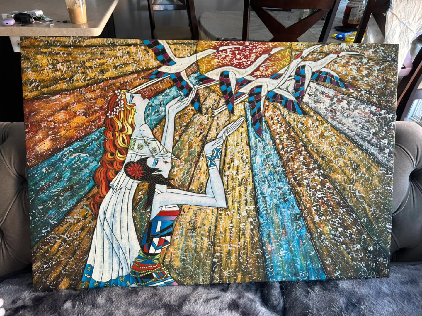 Vintage "Birds of Paradise" Wall Art Painting - photo 3