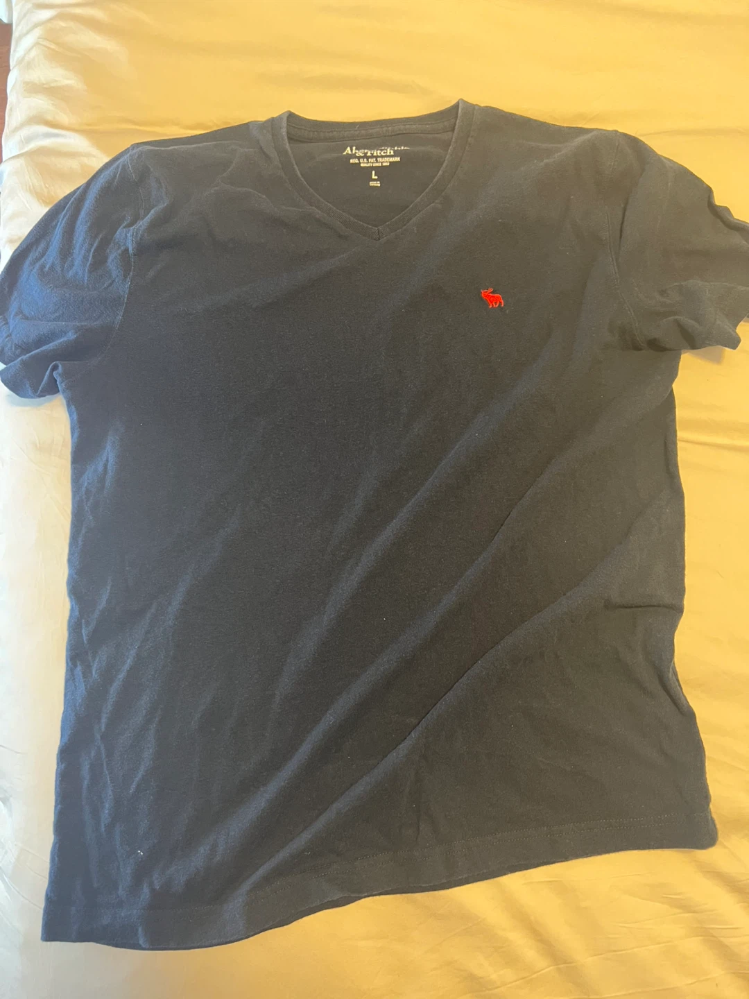 Abercrombie & Fitch V-Neck T-Shirt - Navy - Size L