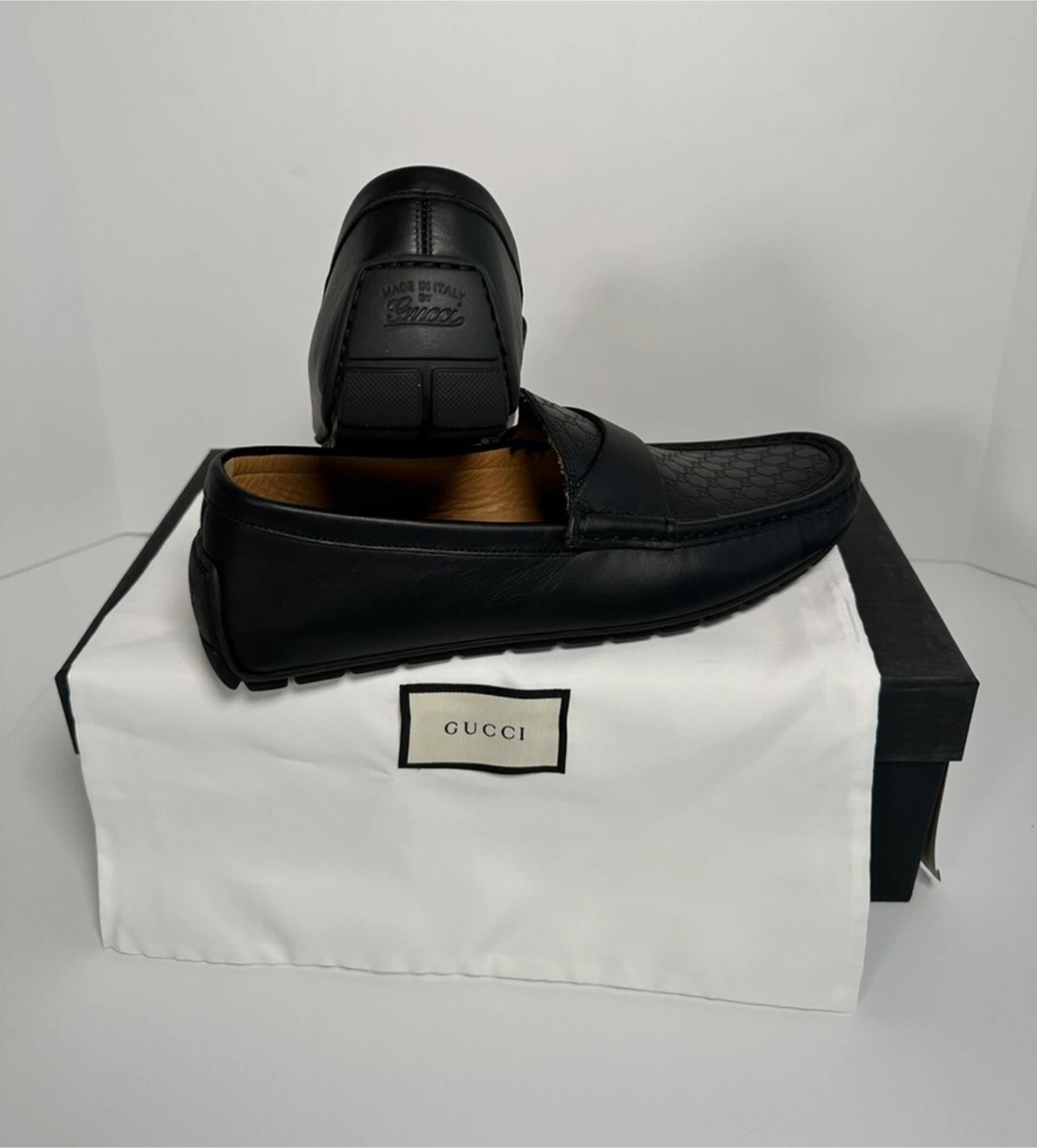 Gucci Black Monogram Leather Loafers - photo 2