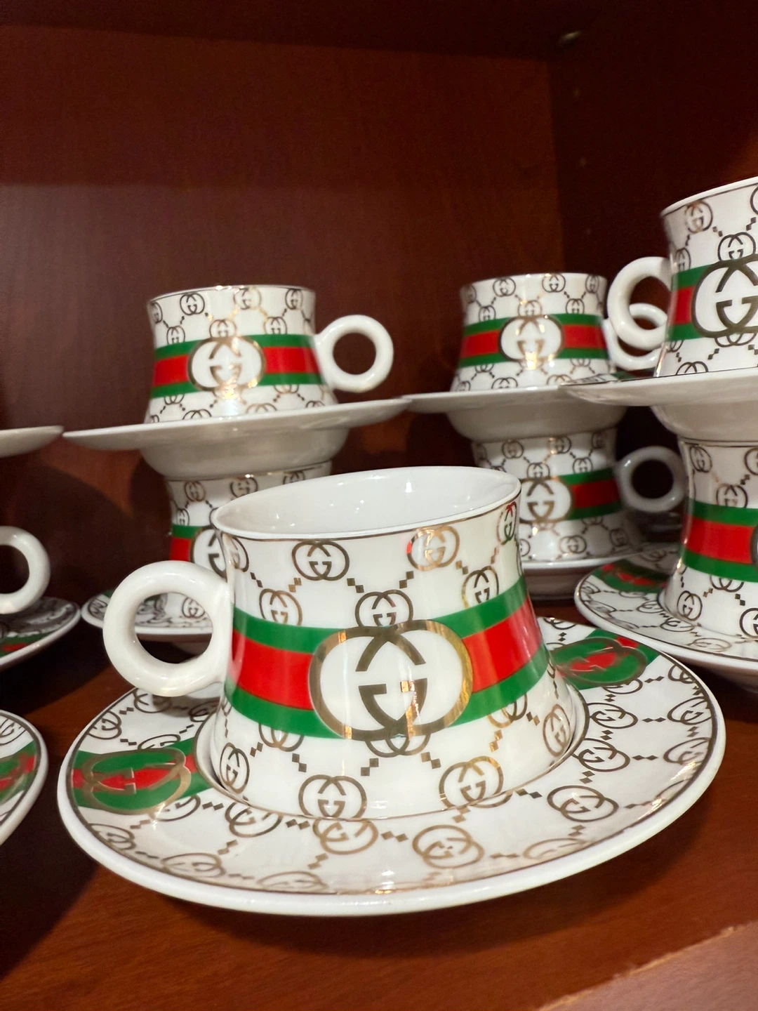 Set of 10 Espresso Cups and Saucers