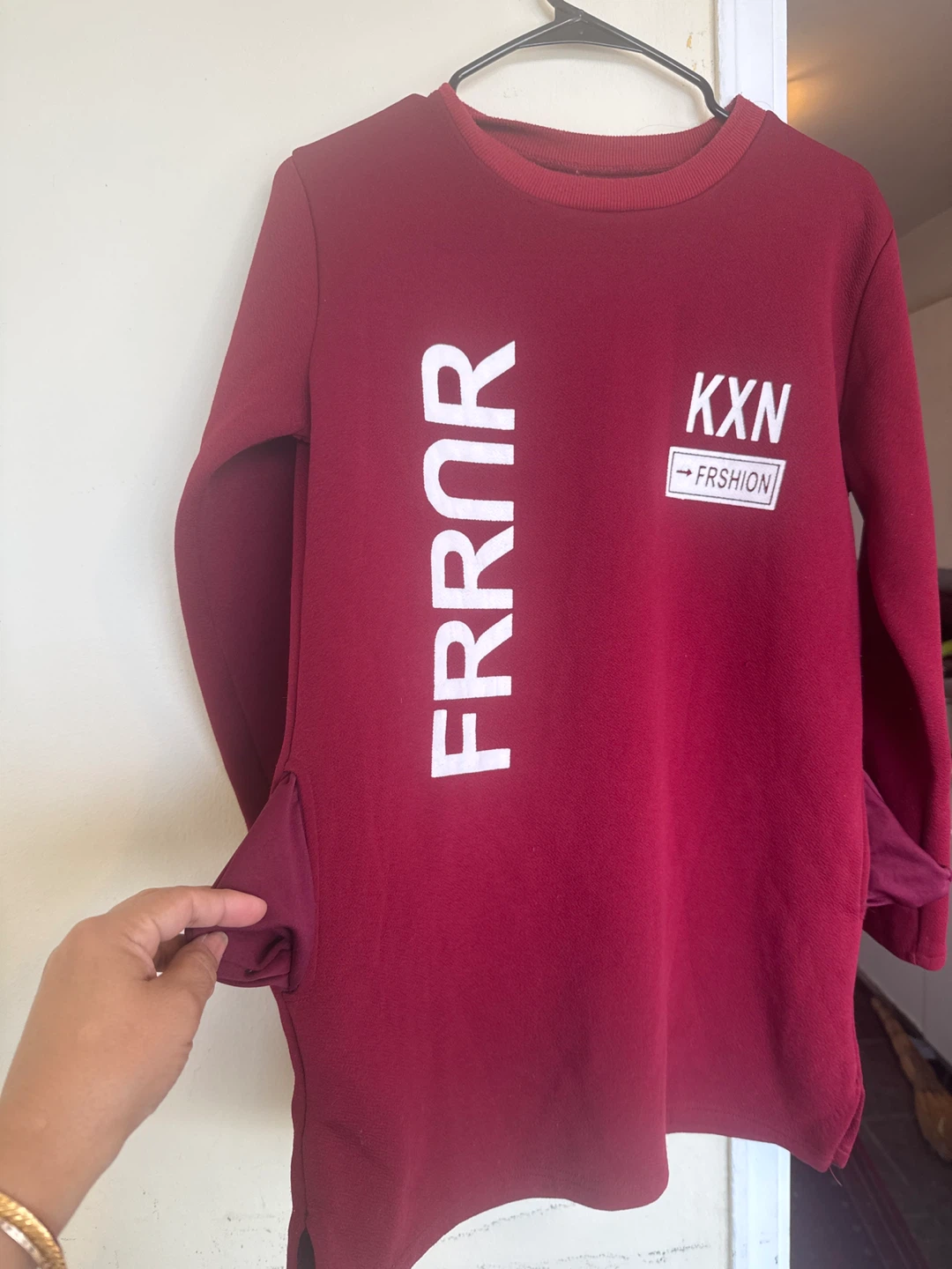 Maroon Crewneck Sweater with White Text - photo 2