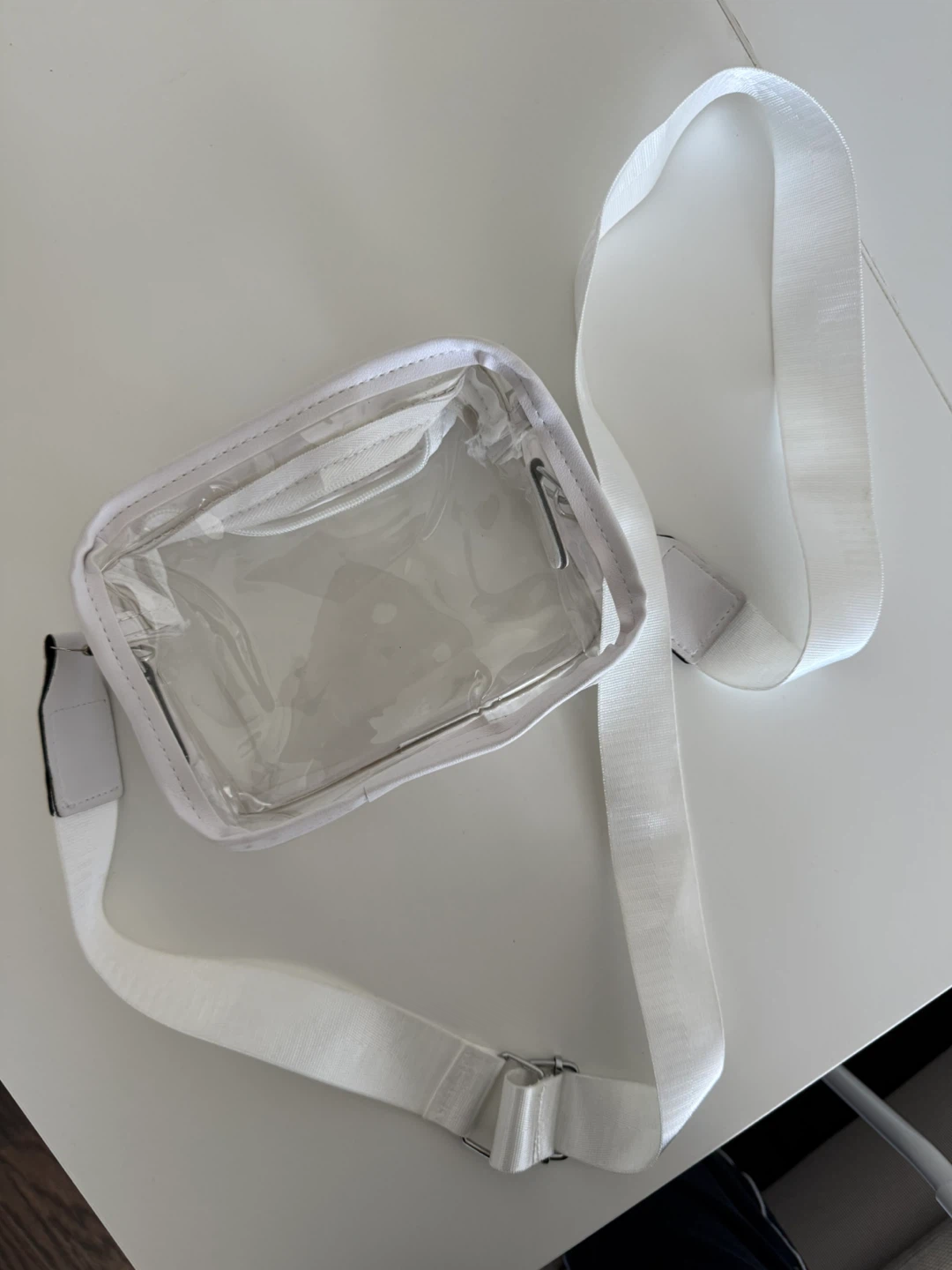 Clear Crossbody Bag with White Strap