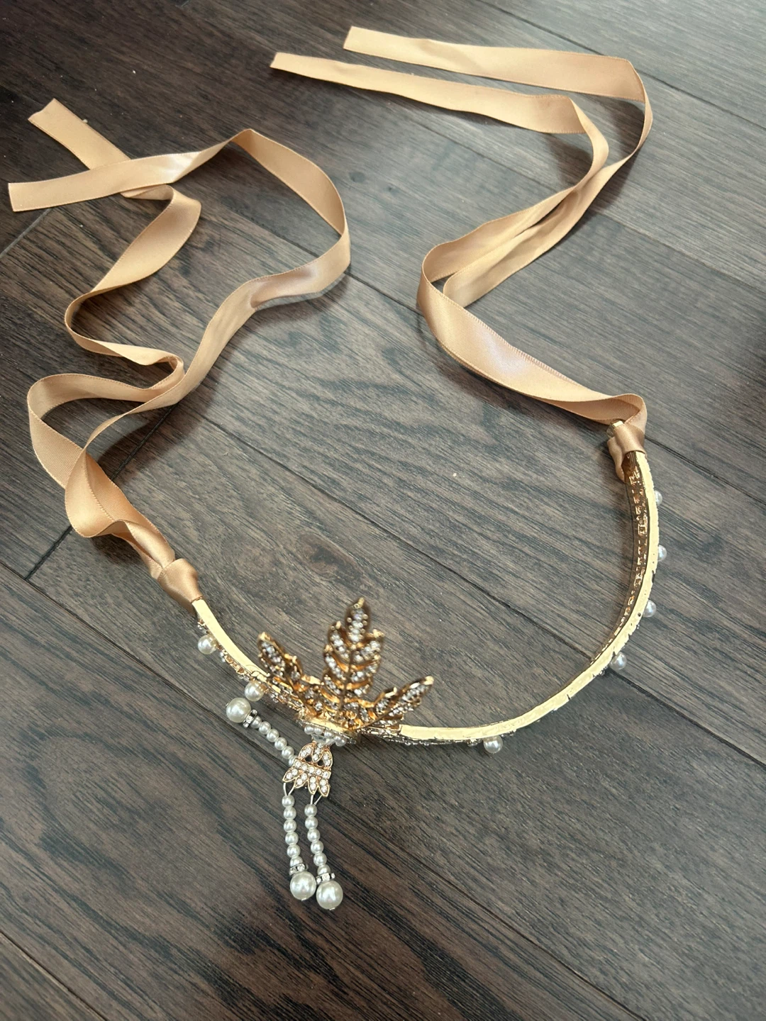 Gold Flapper Headband with Pearls and Rhinestones - photo 2