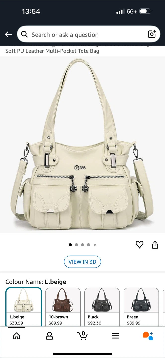 Bensol Beige Leather Multi-Pocket Tote Bag