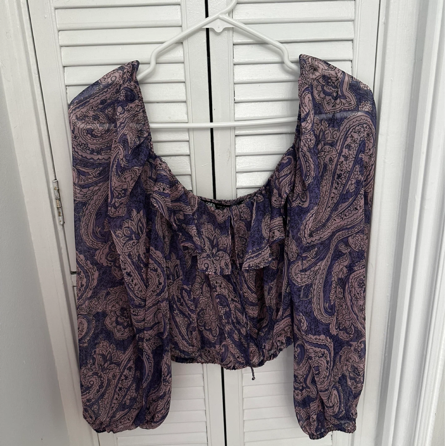 ZARA Purple Paisley Print Blouse - Size M