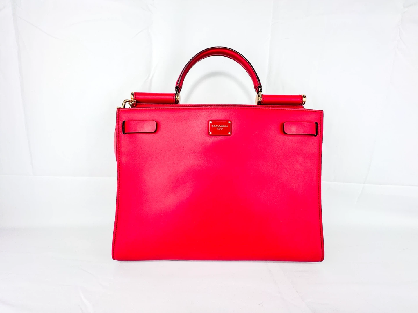 Dolce & Gabbana Sicily 62 Red Leather Top Handle Bag NWT