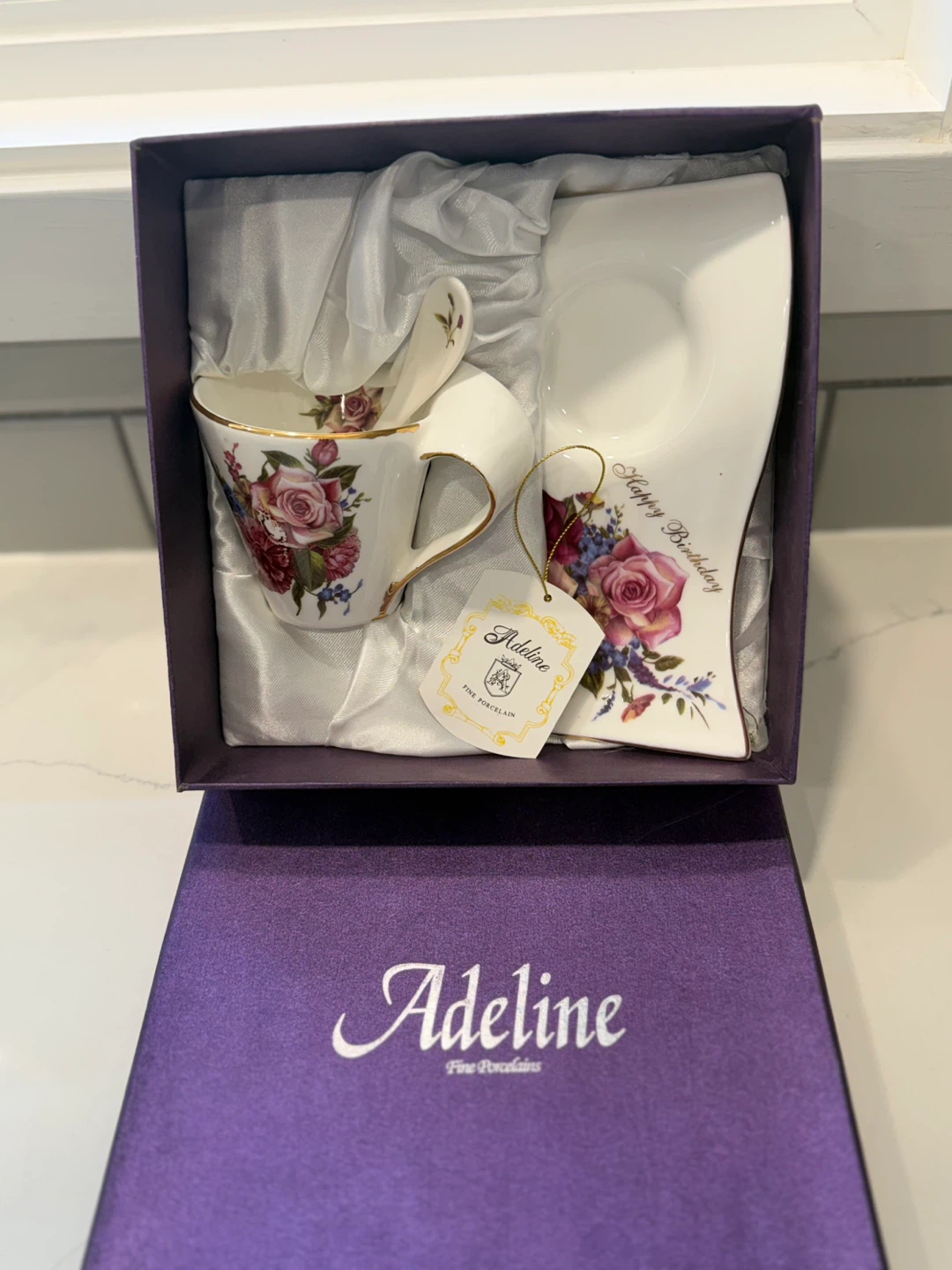 Adeline Fine Porcelains Cup, Saucer & Spoon Set
