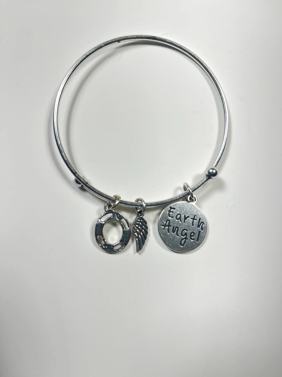 Silver Tone "Earth Angel" Charm Bangle Bracelet - photo 2