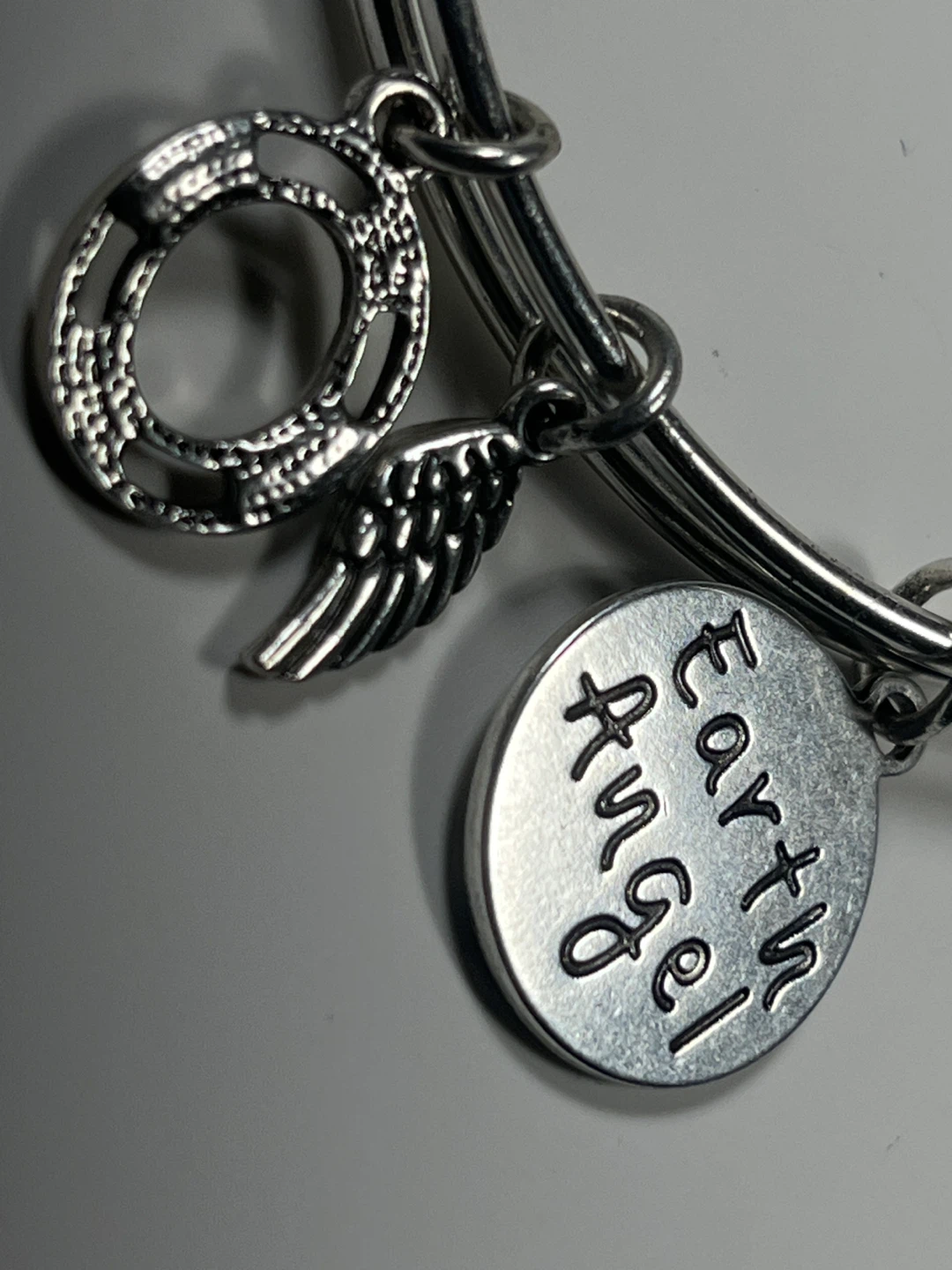 Silver Tone "Earth Angel" Charm Bangle Bracelet - photo 3