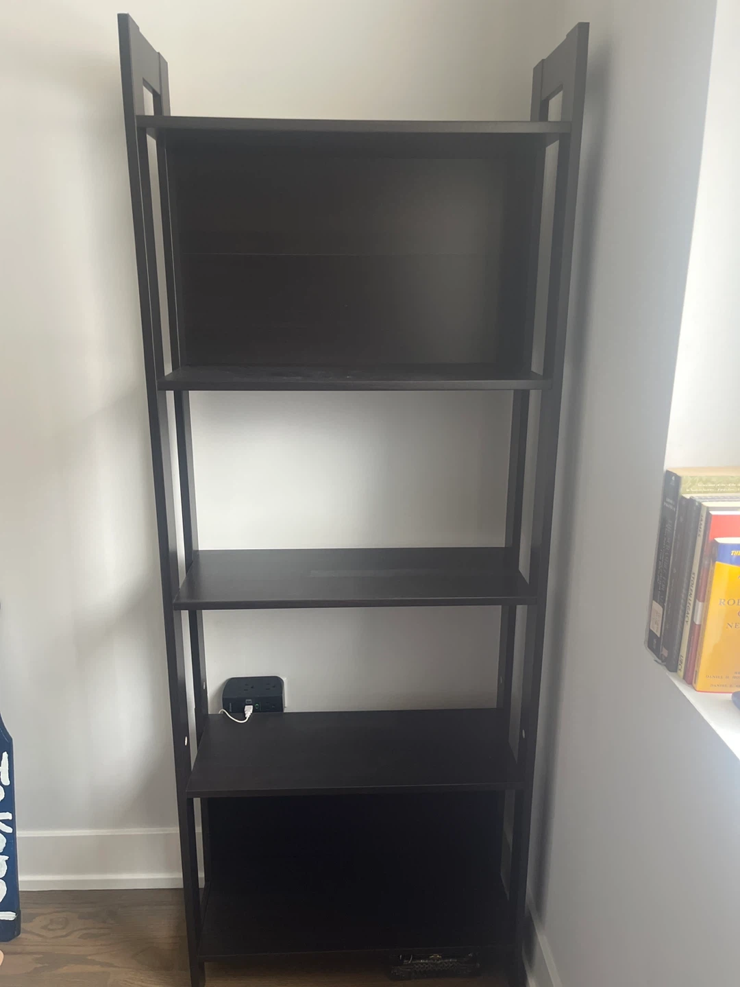 Dark Brown 4-Shelf Ladder Bookshelf