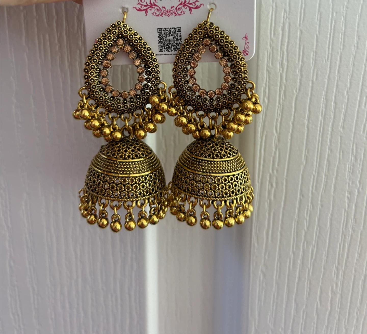 Gold Jhumka Earrings with Bells