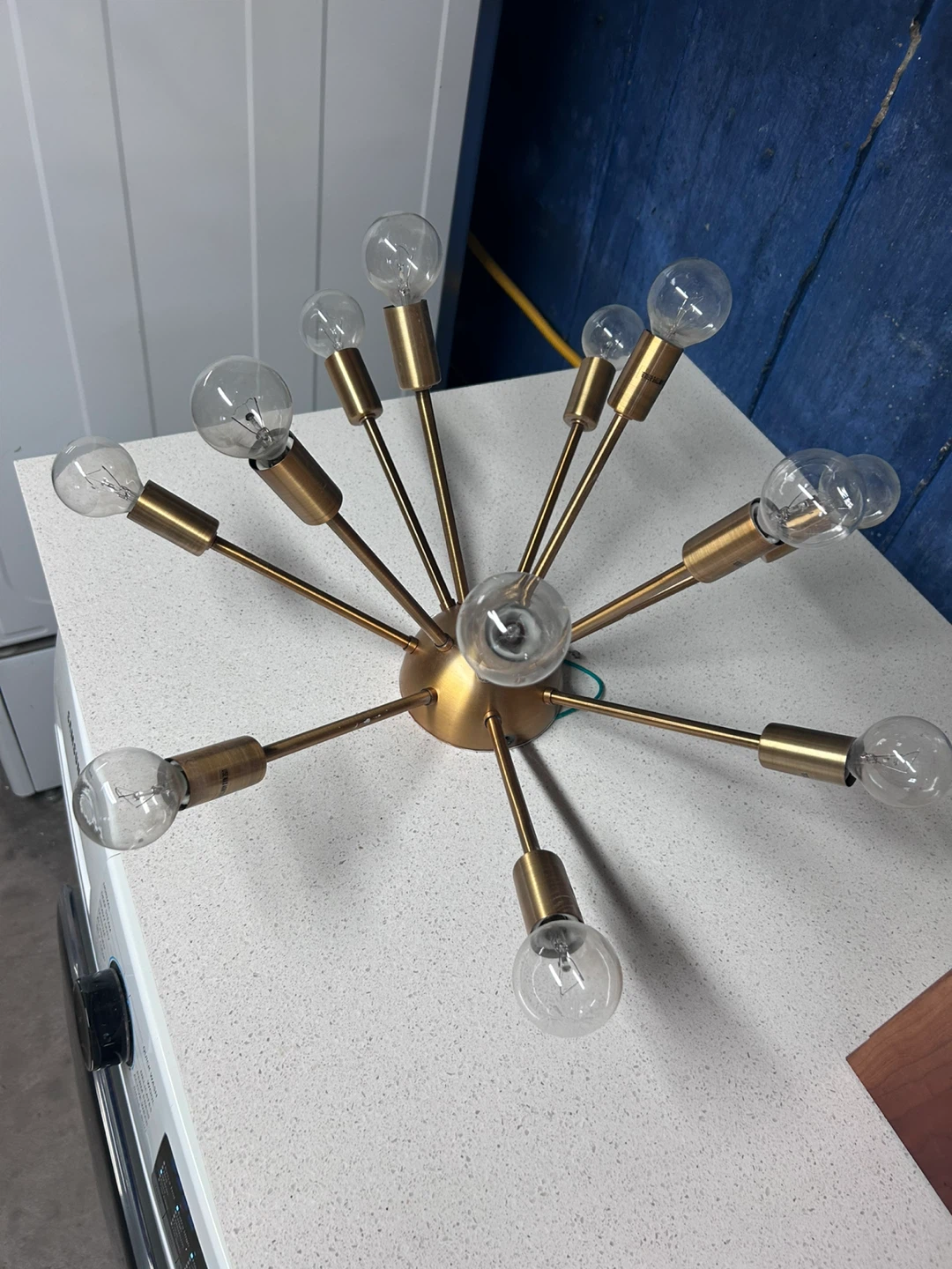 Sputnik Chandelier Light Fixture - Brass - photo 3