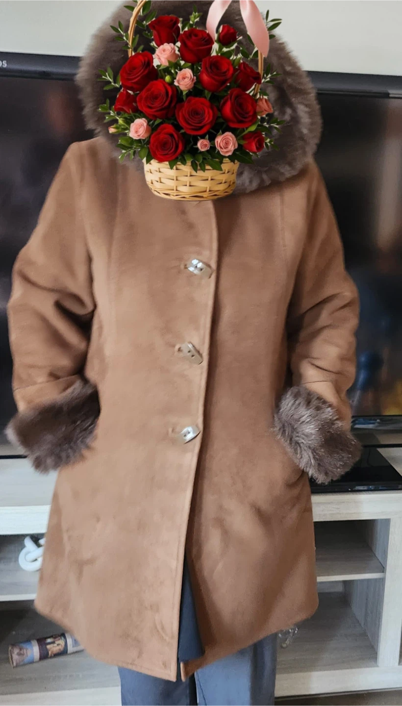 Brown Faux Suede & Fur Trim Hooded Coat - photo 3